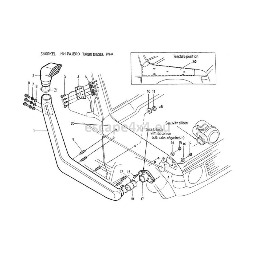 Kit Snorkel Aspirazione Aria Specifico For MITSUBISHI PAJERO 2